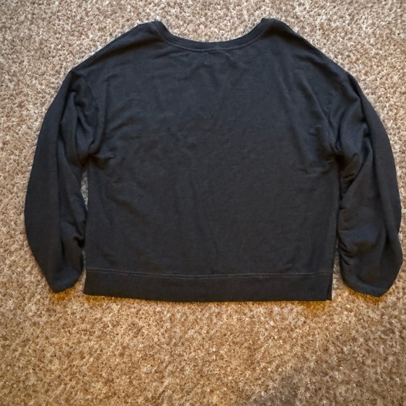 SUNDRY NWOT grey and red patched heart embroidered pullover sweatshirt size 1 - Picture 3 of 4